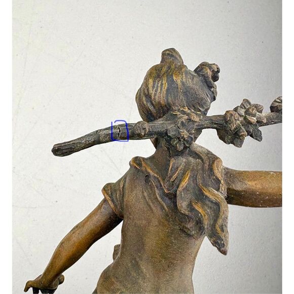 Antique L & F Moreau Chemin des Fleurs Spelter Bronze Woman Sculpture France - Picture 14 of 14